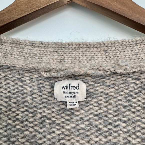 XXS X-Small Wilfred Aritzia Tan Gray Ombré Italian Yarn Cardigan Wool Blend - Picture 4 of 13